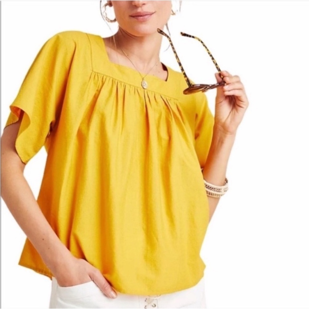 FRYE x ANTHROPOLOGIE Yellow Women's Top Small Yellow